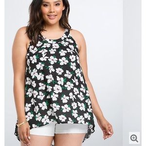 Plus Torrid FLORAL CHIFFON HI-LO TANK TOP